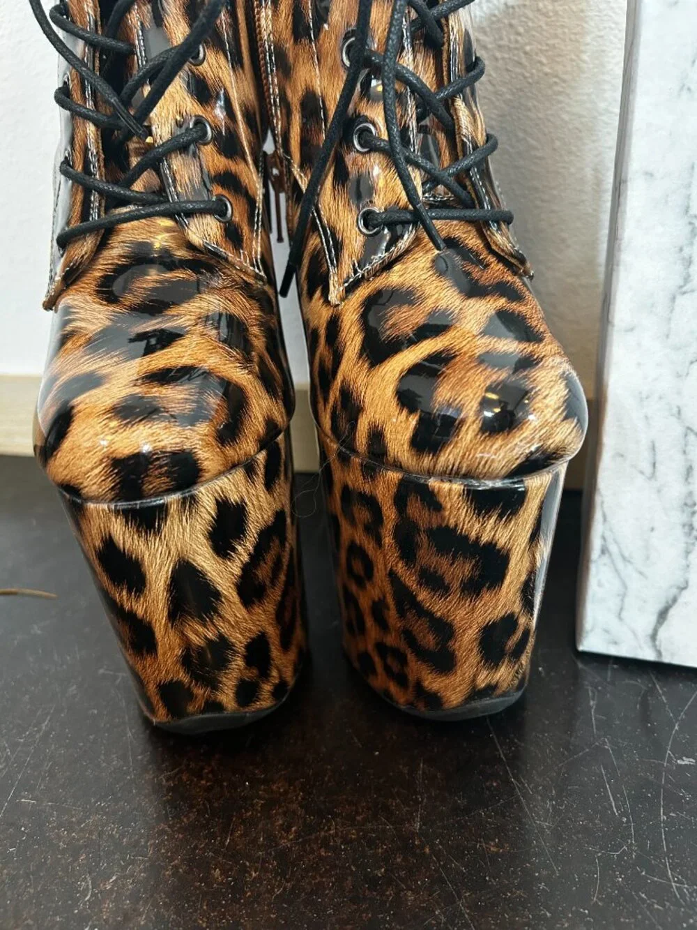 Leopard Print Mid Calf Hella Heels - Picture 3 of 5